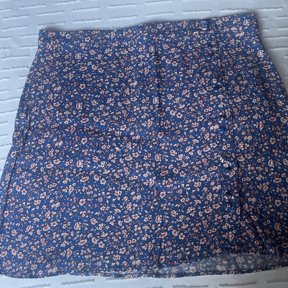 Madewell Blue Floral Blue Skirt